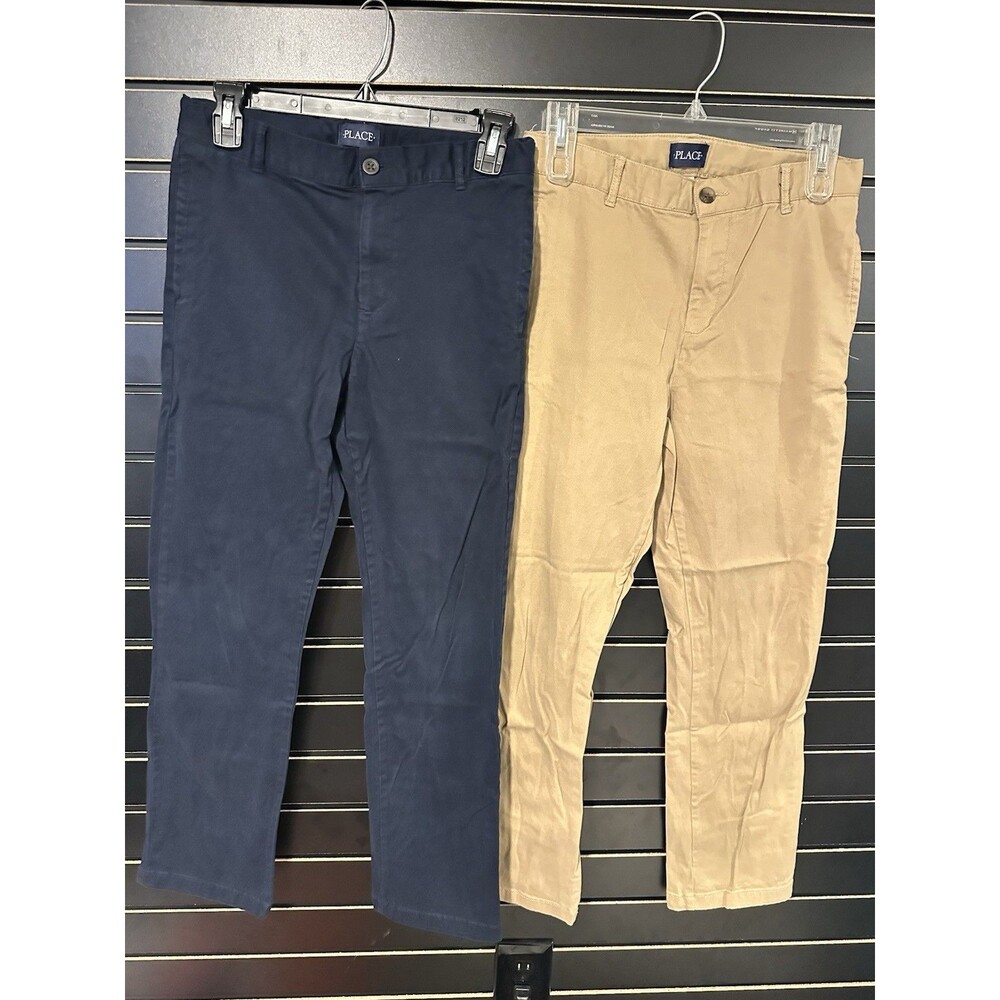 Lot Of 2 Children’s Place Boys Chino Pants - 1 Khaki/1 Navy, NWOT size 14